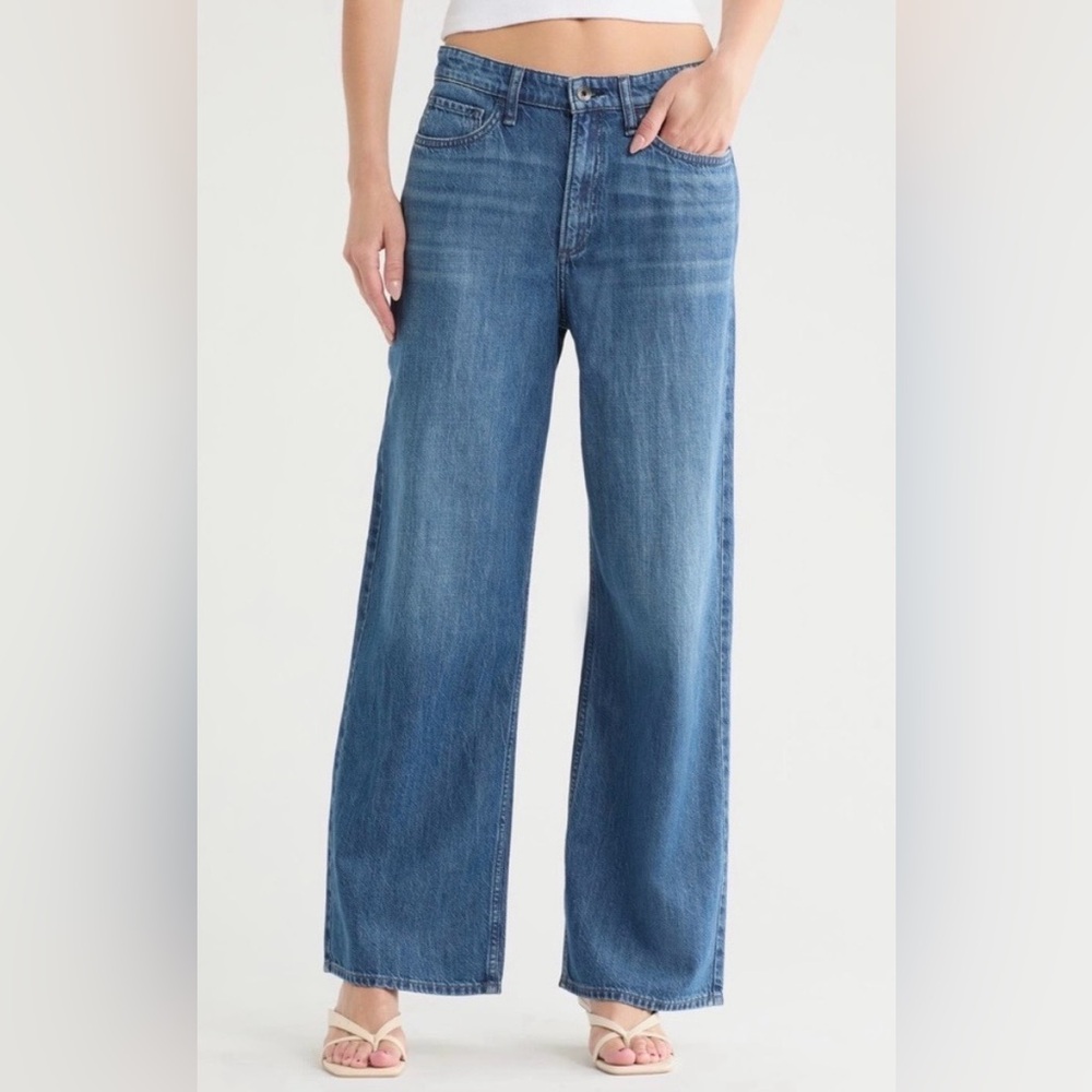 rag & bone Wide Leg Flare Jeans in Medium Blue